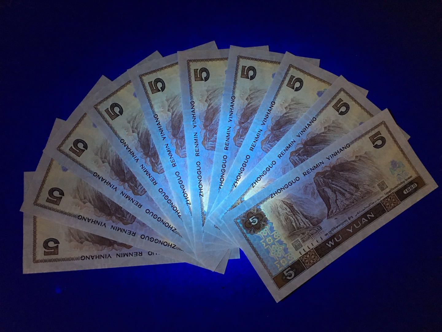 805 荧光币 五彩苍松 5元