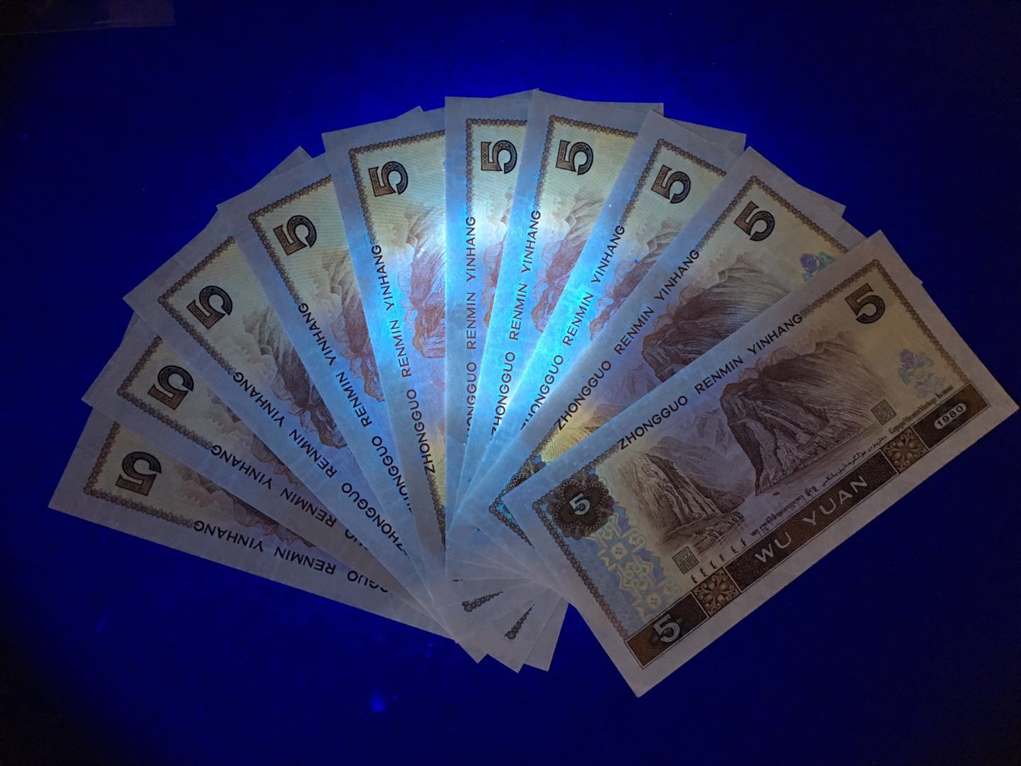 805 荧光币 五彩苍松 5元