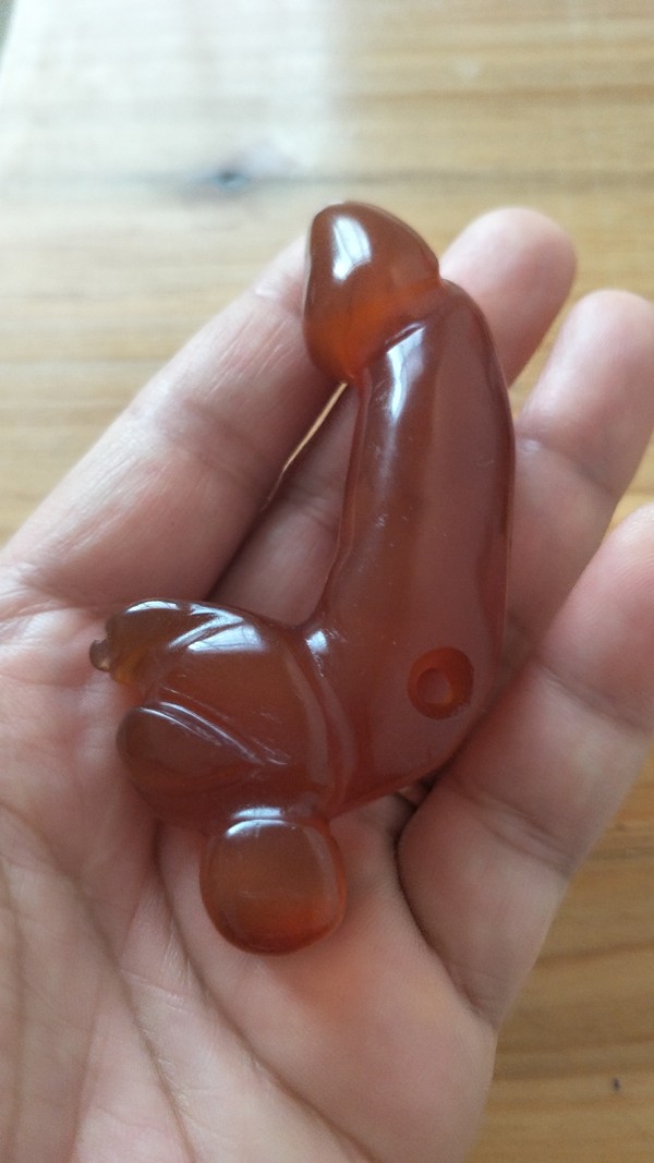 纯天然巴西玛瑙一柱冲天手把件摆件品相如图