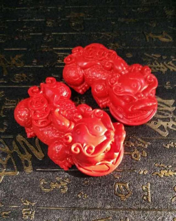 朱砂纳财貔貅摆件尺寸894730mm朱