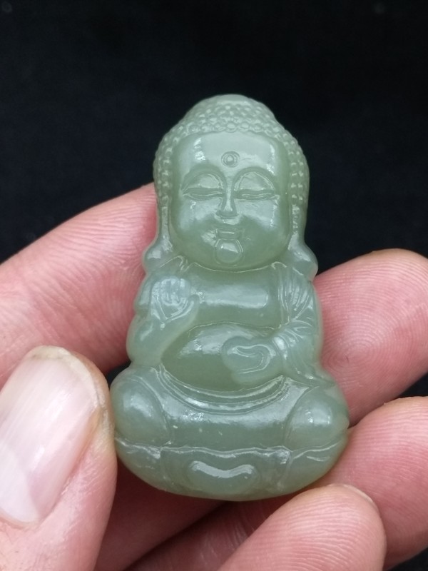100天然和田青白玉佛宝宝不隐匿缺点实