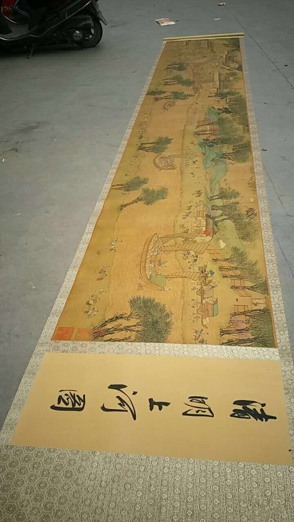 中国历代名画之鸿幅巨作仇英清明上河图卷轴已装裱