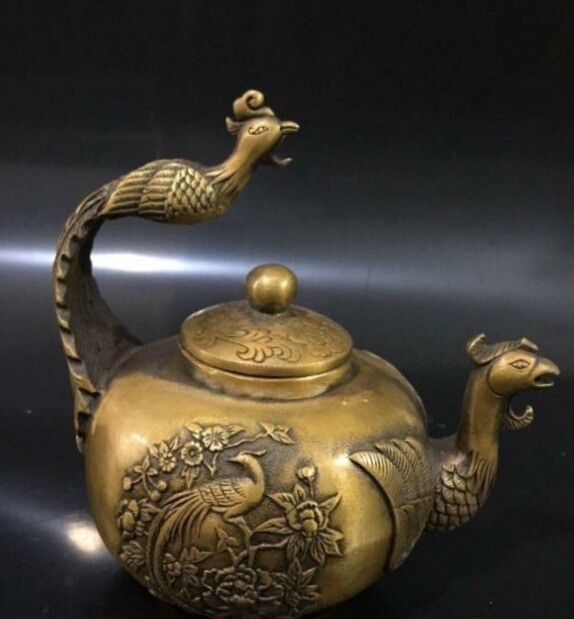 精品纯铜提梁凤壶一把尺寸细节如图做工精致造型古色