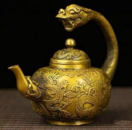 龙头纯铜龙壶招财龙壶风水龙壶摆件黄铜壶重器