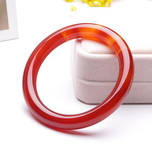 天然红玛瑙镯子红玛瑙圆条手镯女款时尚百搭镯子玛瑙都