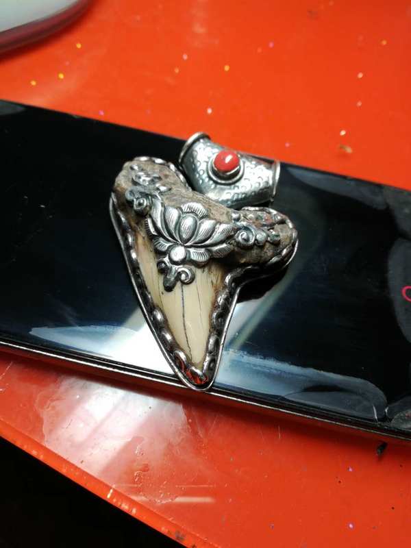 重器重器老货鲨鱼牙925银包鲨鱼牙做工精