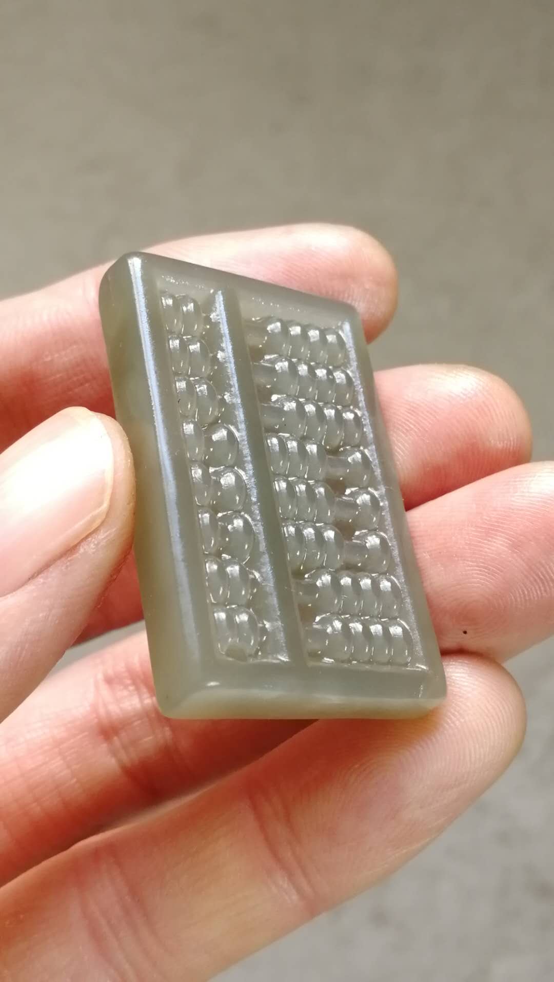 100%天然和田青白玉 玉算盘