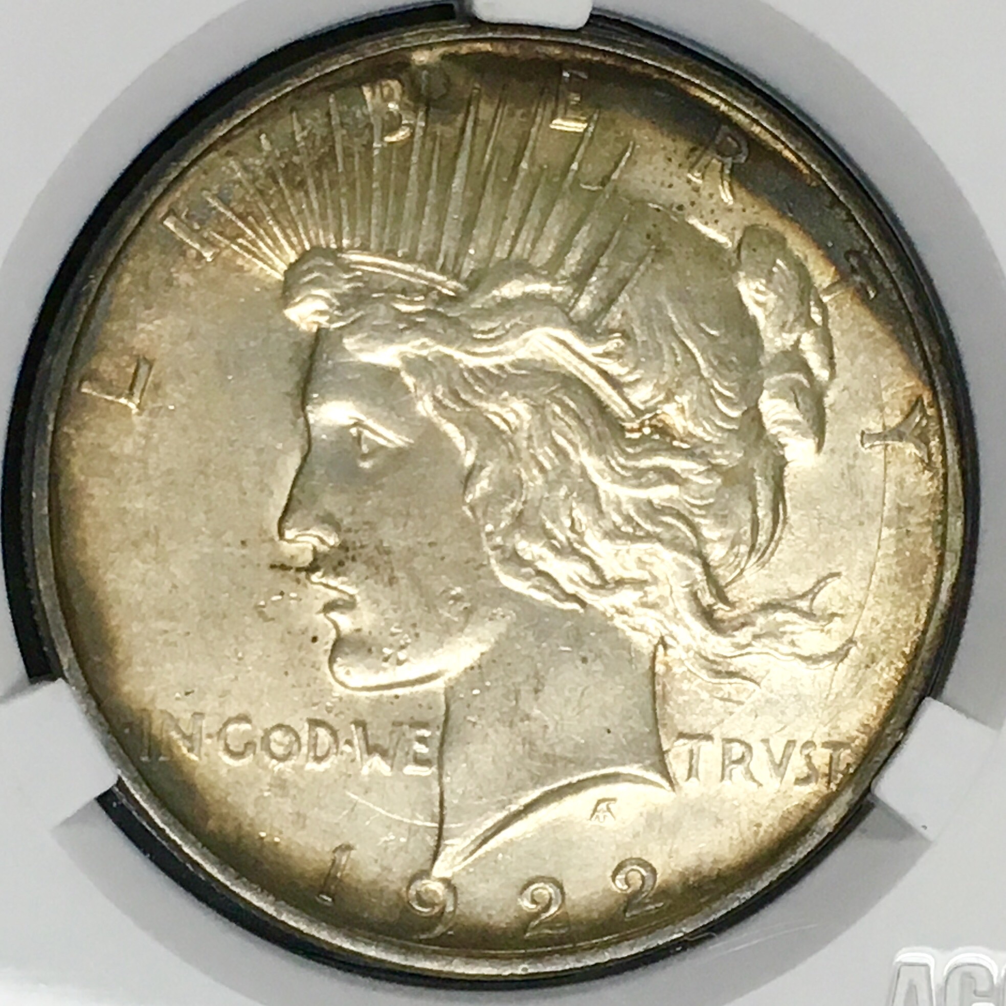 美国和平鸽壹圆银币 极美五彩底