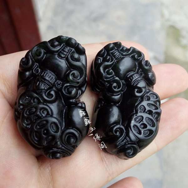 新疆墨绿玉貔貅吊坠情侣款墨玉挂坠保健墨绿真假_图片_价格_评级-其他