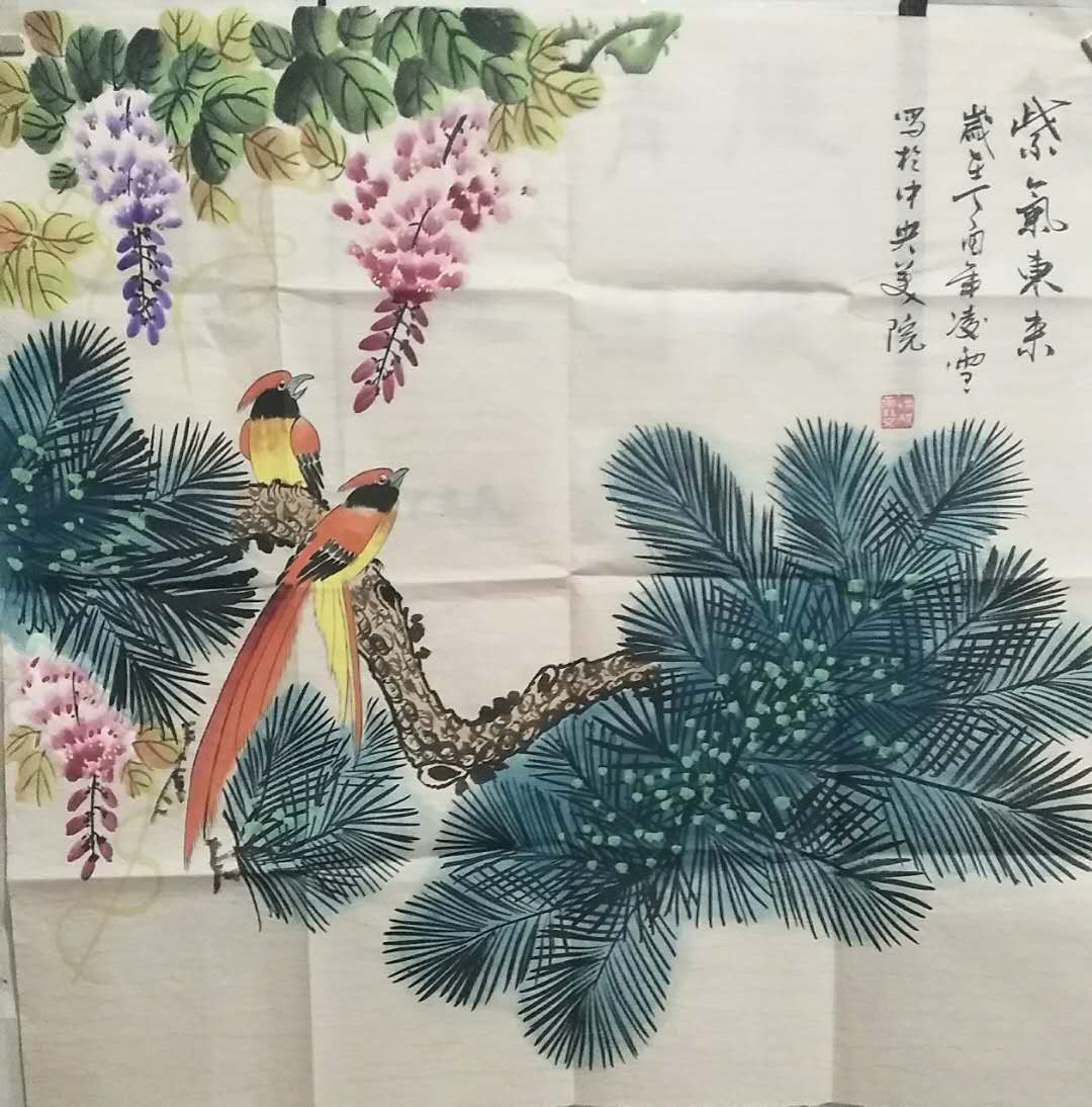 《紫气东来》,68x68cm