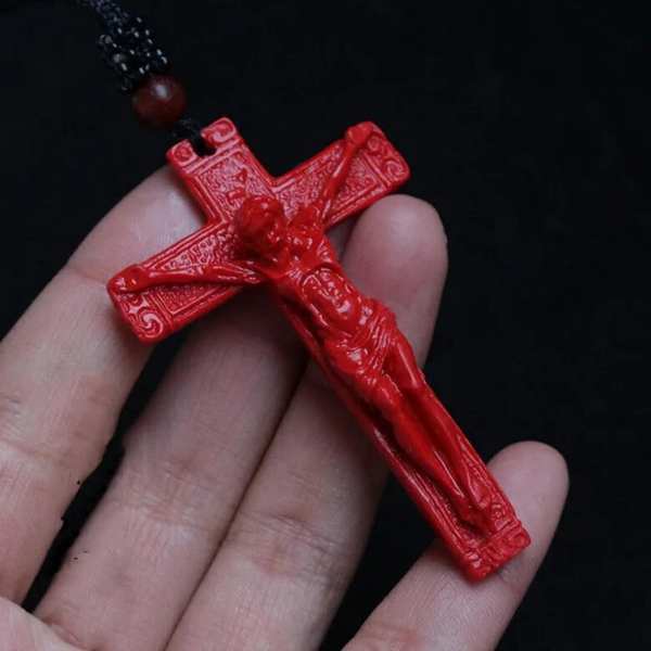 朱砂十字架男女时尚款转运辟邪吊坠饰品项链送精美礼盒