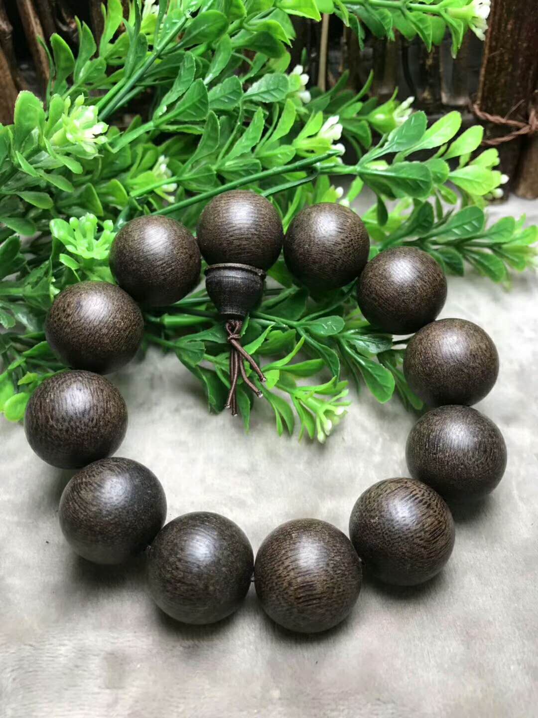 【正宗天然虎皮沉香单圈佛珠】珠