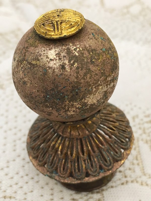 传世清代七品铜鎏金顶戴鎏金层保留尚可永久包老