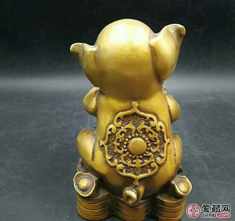 仿古纯铜招财进宝生肖猪尺