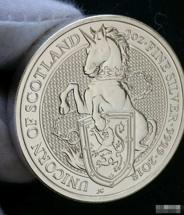 2018英国女王神兽系列银币苏格兰独角兽2盎