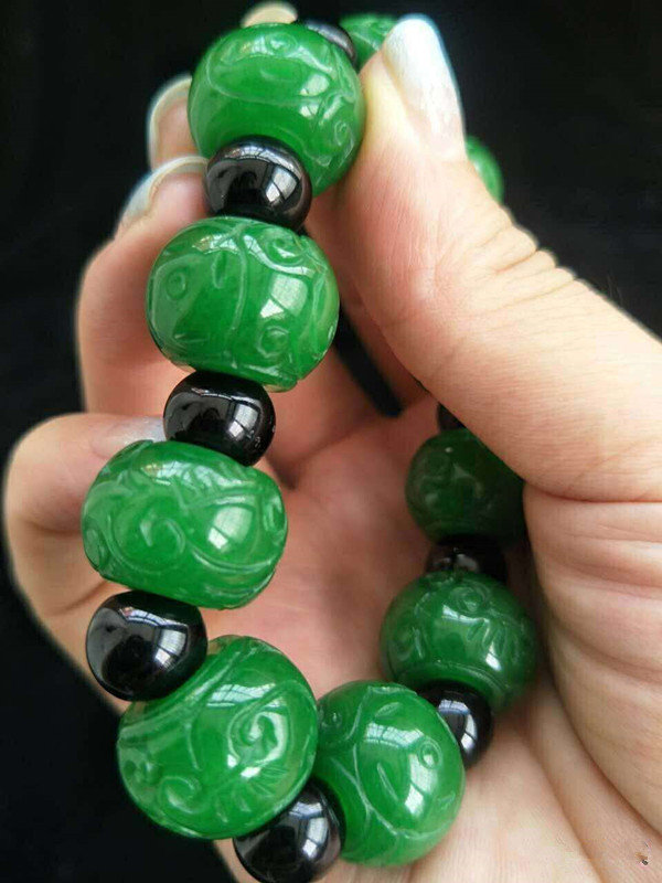 缅甸干青玉翡翠鼓珠算盘珠大气男女手串手链备注