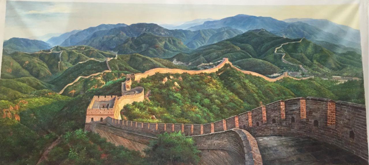 万里长城油画品名万里长城材质布面油画,画心