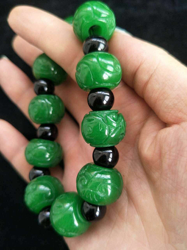缅甸干青玉翡翠鼓珠算盘珠大气男女手串手链备注