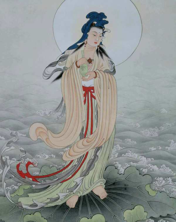 三十三观音之不二观音绢布卷轴画一副尺寸约1