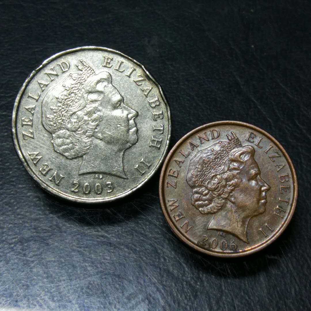0元起拍稀少新西兰10硬币新旧版一对两个多年收