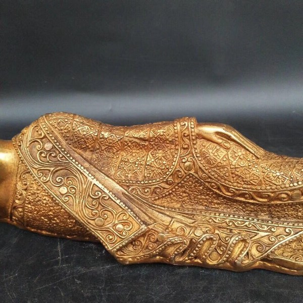 铜佛像纯铜鎏金睡佛摆件尺寸重量见图