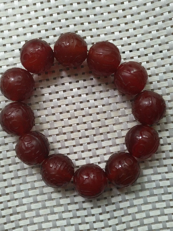 放漏了;0元起拍,磨砂老料回纹圆珠红玛瑙手串 珠