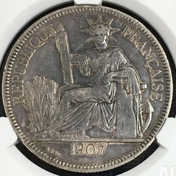 大坐洋壹圆银币1907年造极美黑美人包浆原汁