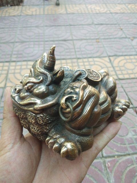 纯铜中号三足金蟾牛蟾摆件客厅办