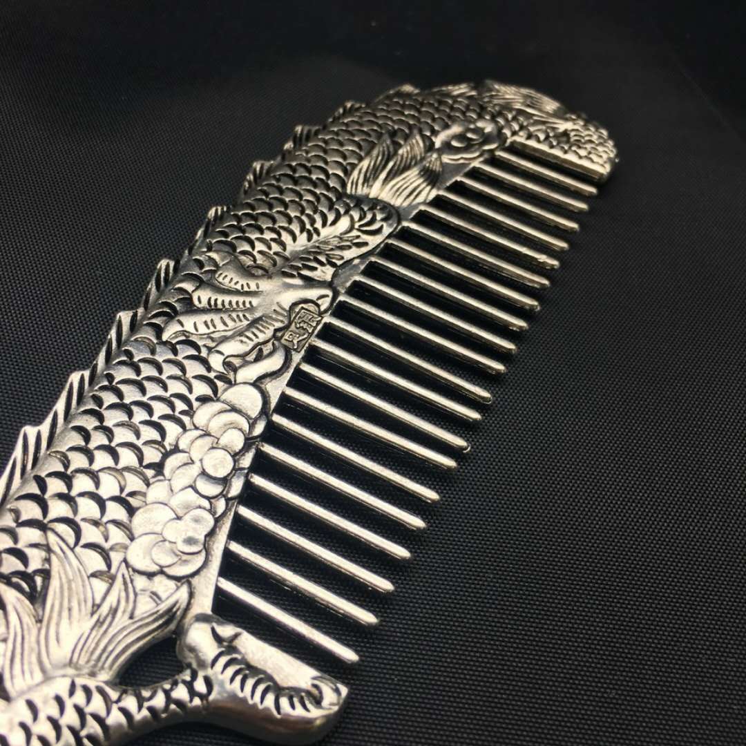 仿古藏银龙头梳子,实物如图,造
