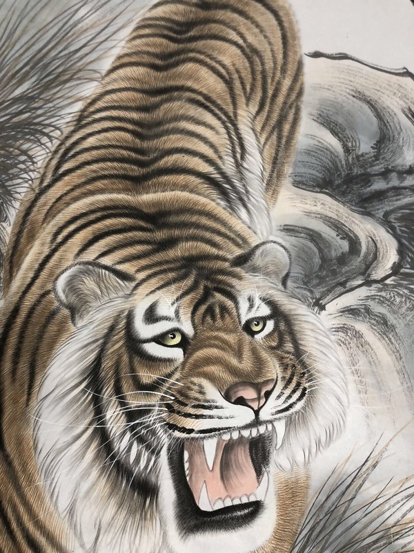 王蒙工笔下山虎