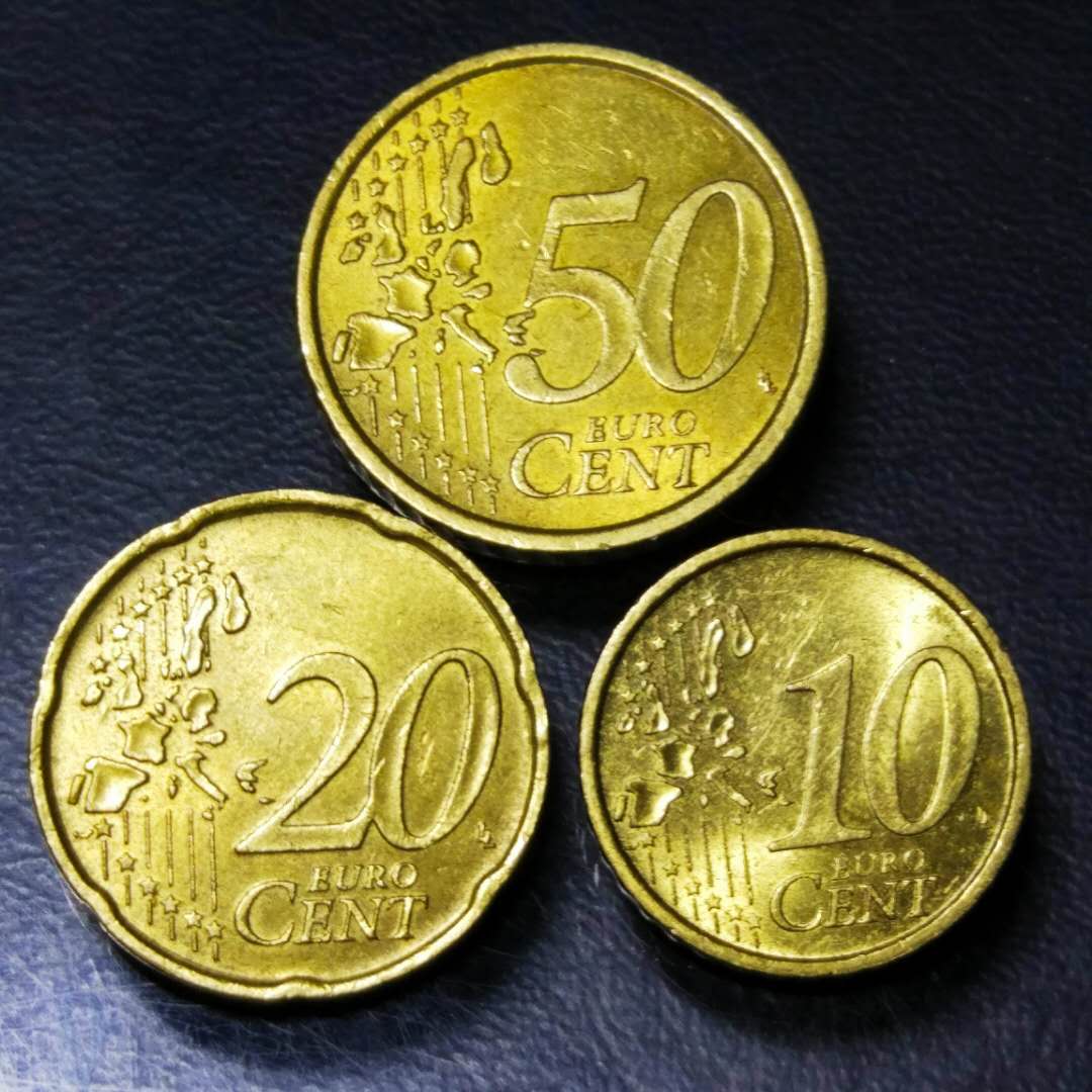 意大利欧元硬币铜币102050欧分面值3枚