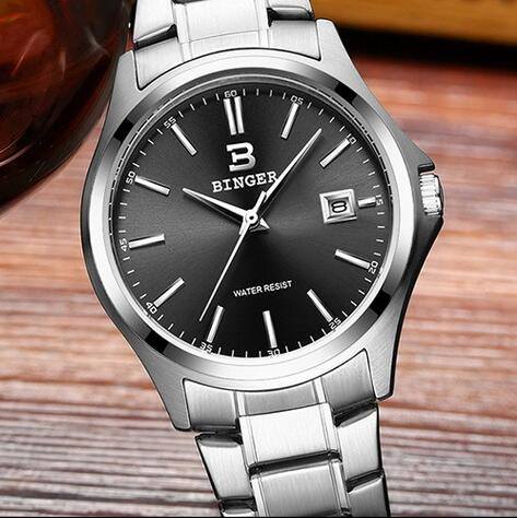 宾格binger手表海马系列简约时尚商务休闲石英男