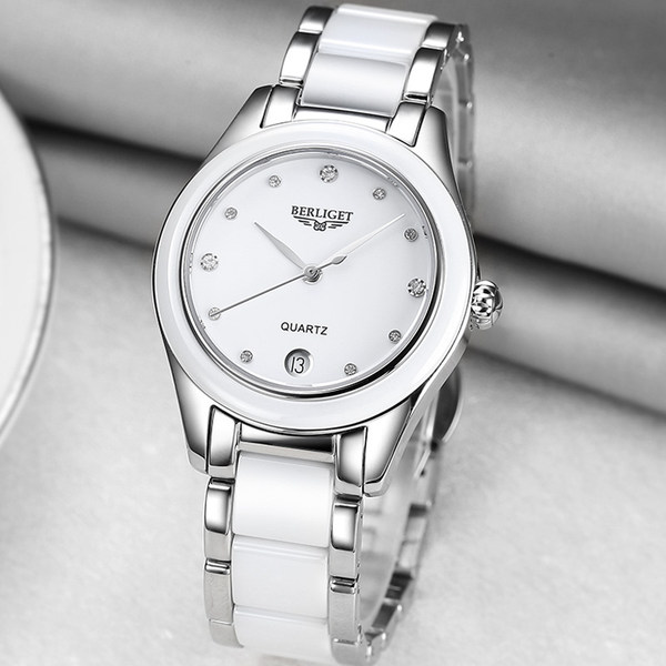宝丽爵berliget手表精钢间陶瓷石英女士手
