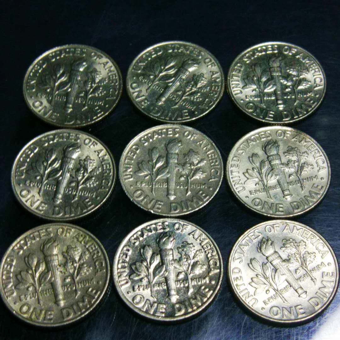 0元起拍美国10美分硬币一组9枚保真假一赔十