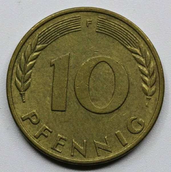 一手2元喜欢的来德国10芬尼22mm铜币一枚实