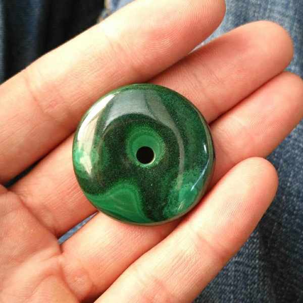 捡漏了精品天然孔雀石平安扣直径约3557