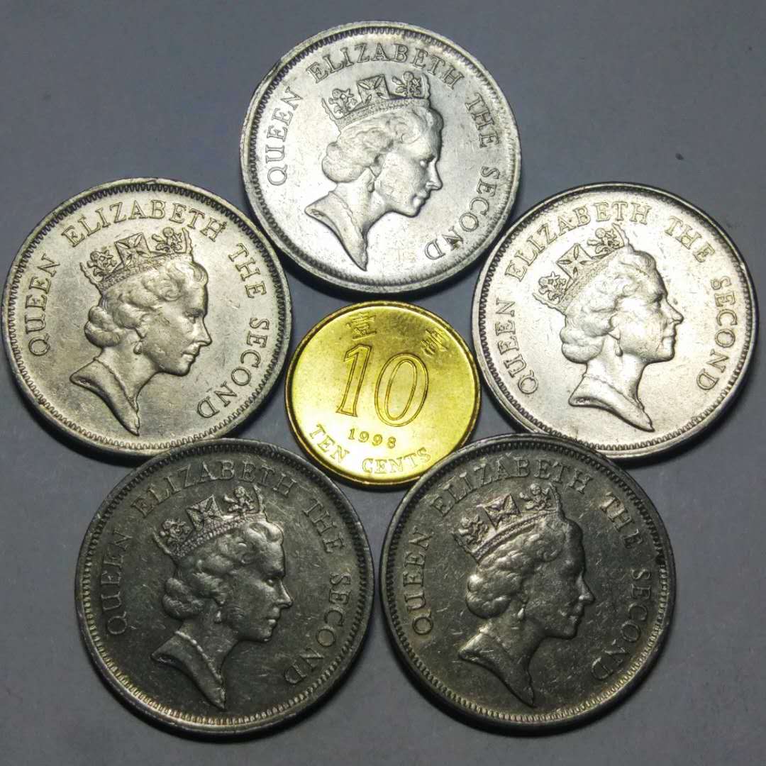 港澳台钱币 1 分享到: 八九十年代的香港老版女王头像一元硬币一套