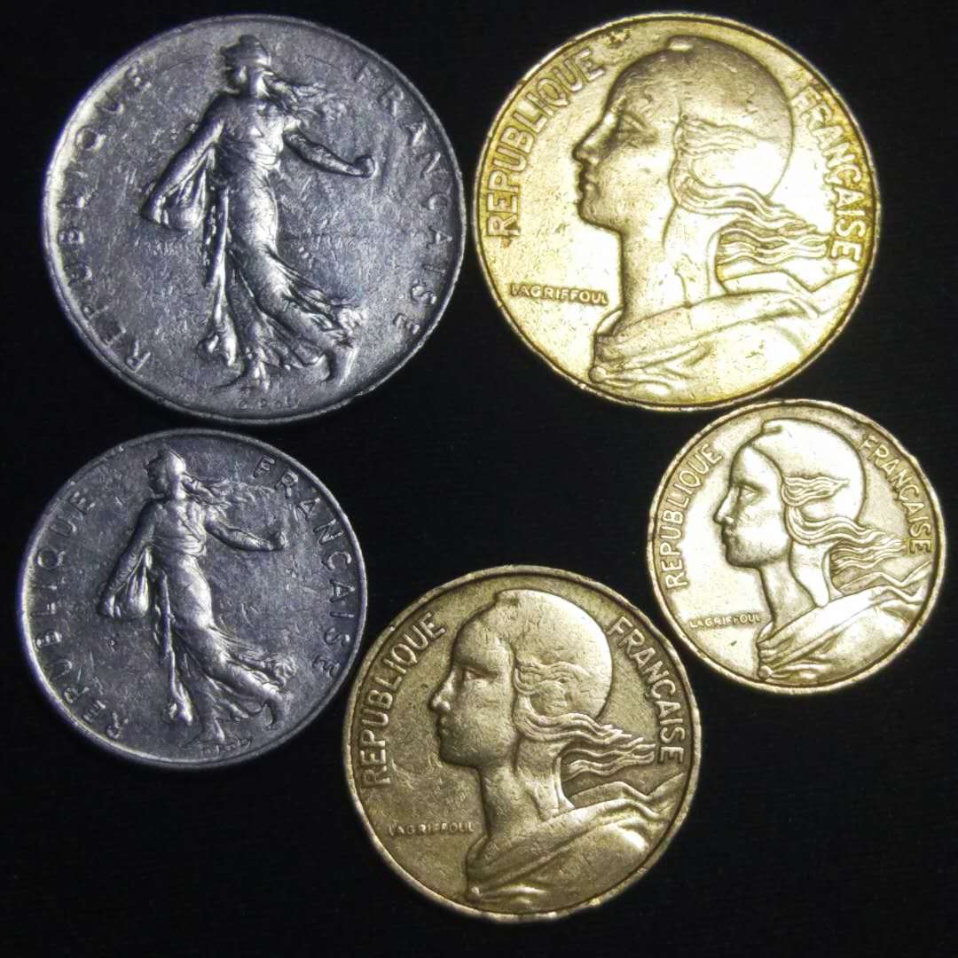 法国早期播种女神硬币一套5个