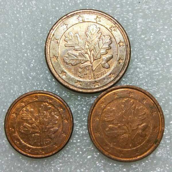 0元起拍特惠德国欧元€硬币一套3枚保真假一赔