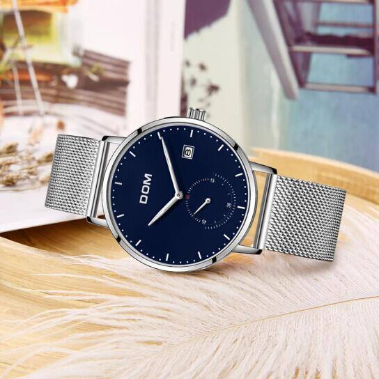 dom手表男士超薄简约多功能运动手表时尚个性防水石