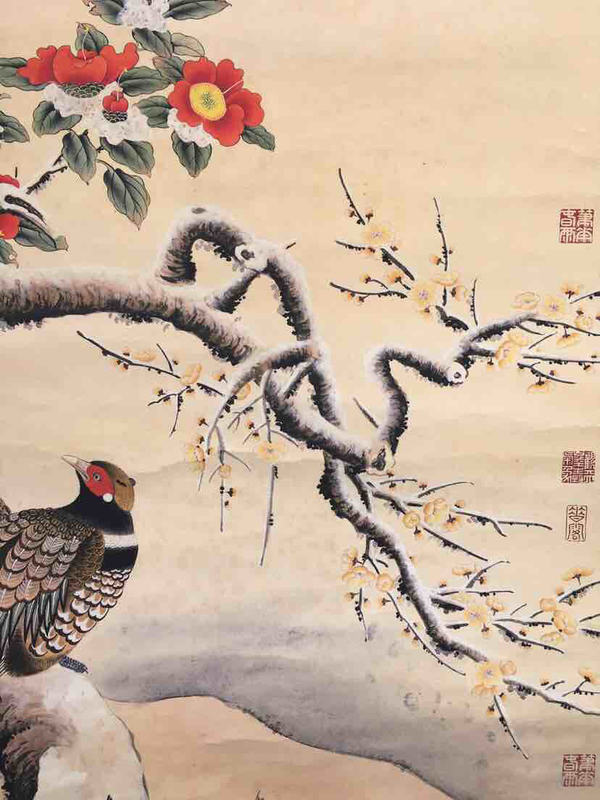 新品来袭雪景花鸟图中堂画一幅名家作品此画