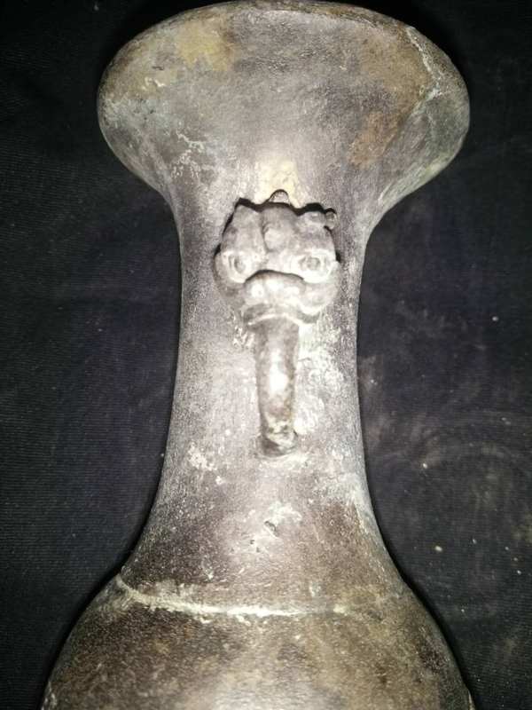 双耳麒麟送子铜瓶碉工优美喜欢的下单