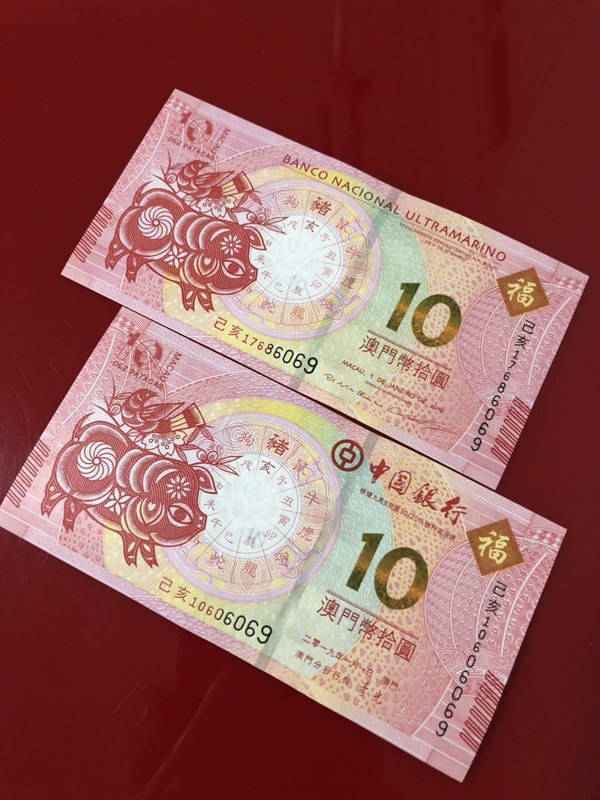 生肖纪念钞一对,2019年属猪年哦,现拍猪年纪念钞