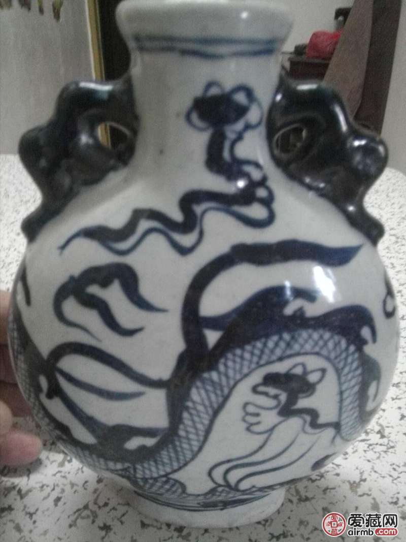 元代三爪龙纹双耳