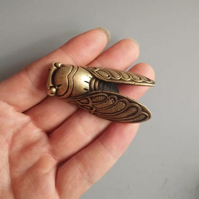 【铜器】铜手把件蝉,寓意一鸣惊