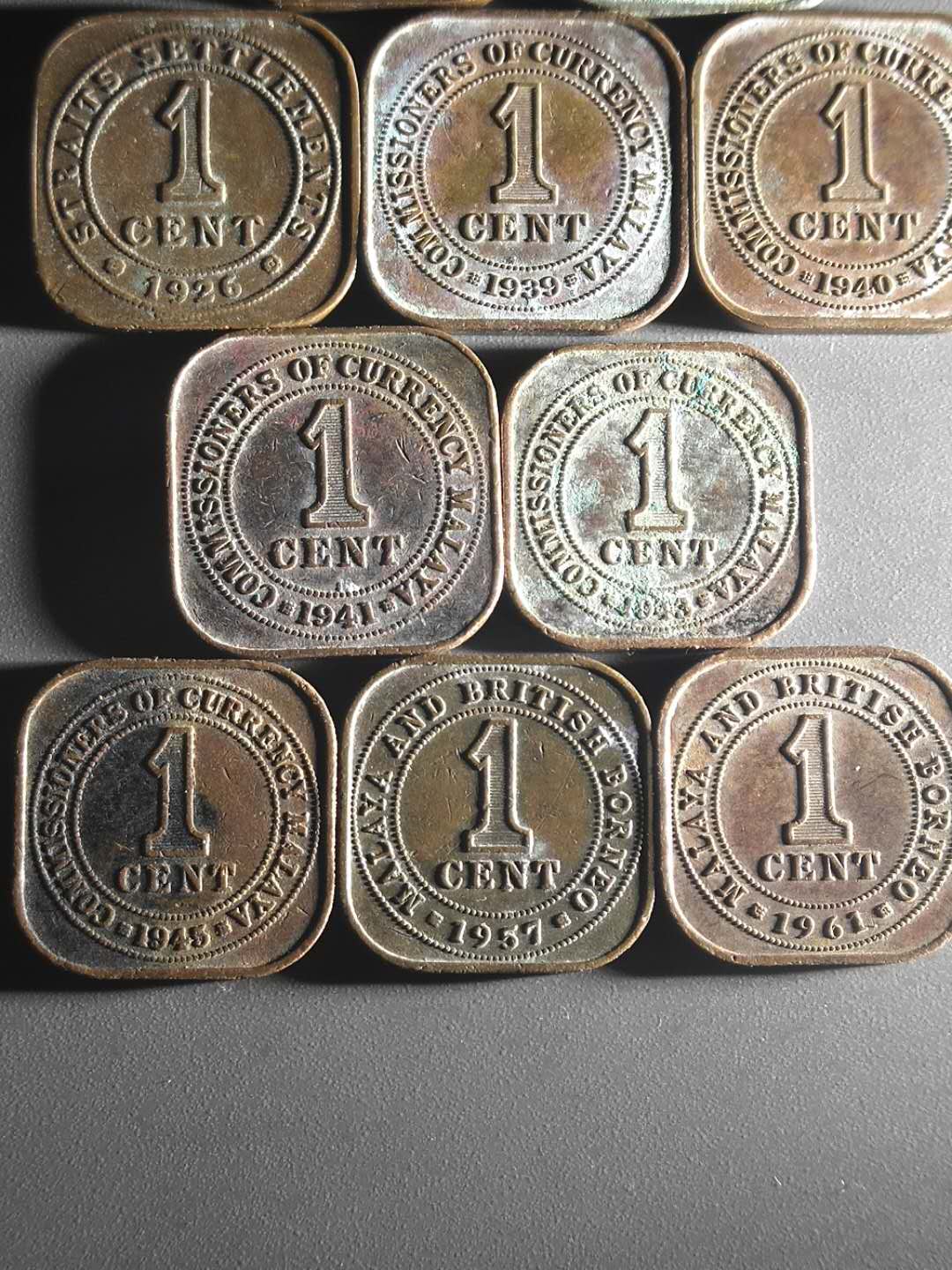 名称:包邮二战时期海峡方形铜币