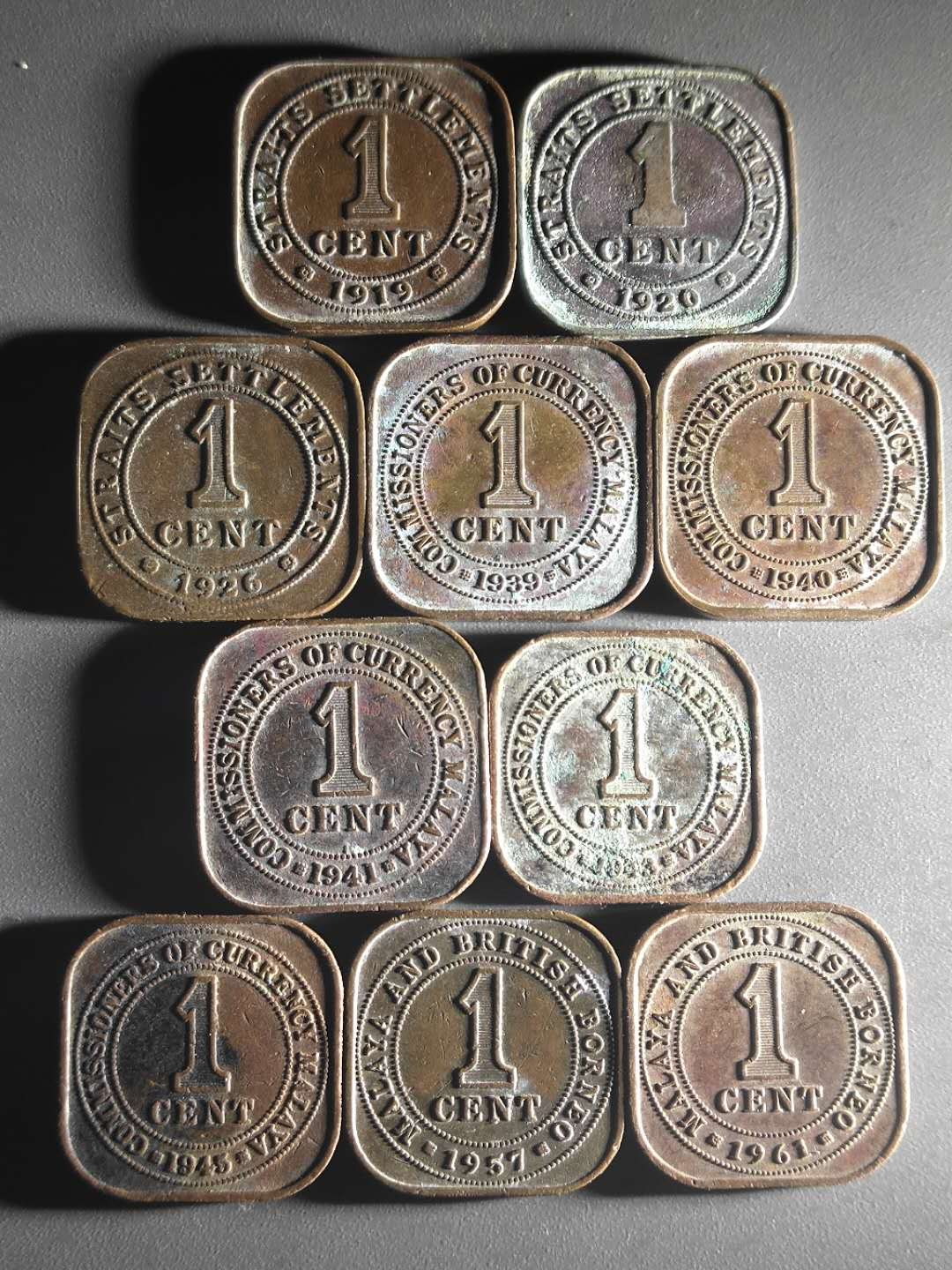 名称:包邮二战时期海峡方形铜币