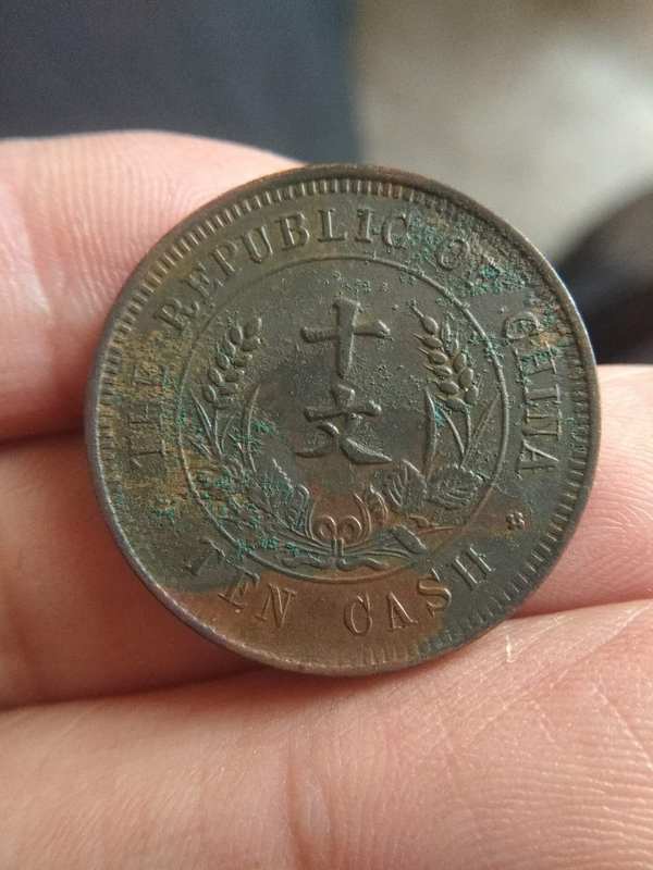 民国铜元大写当拾背十叶少见,长十八星,全龙鳞阳宁当