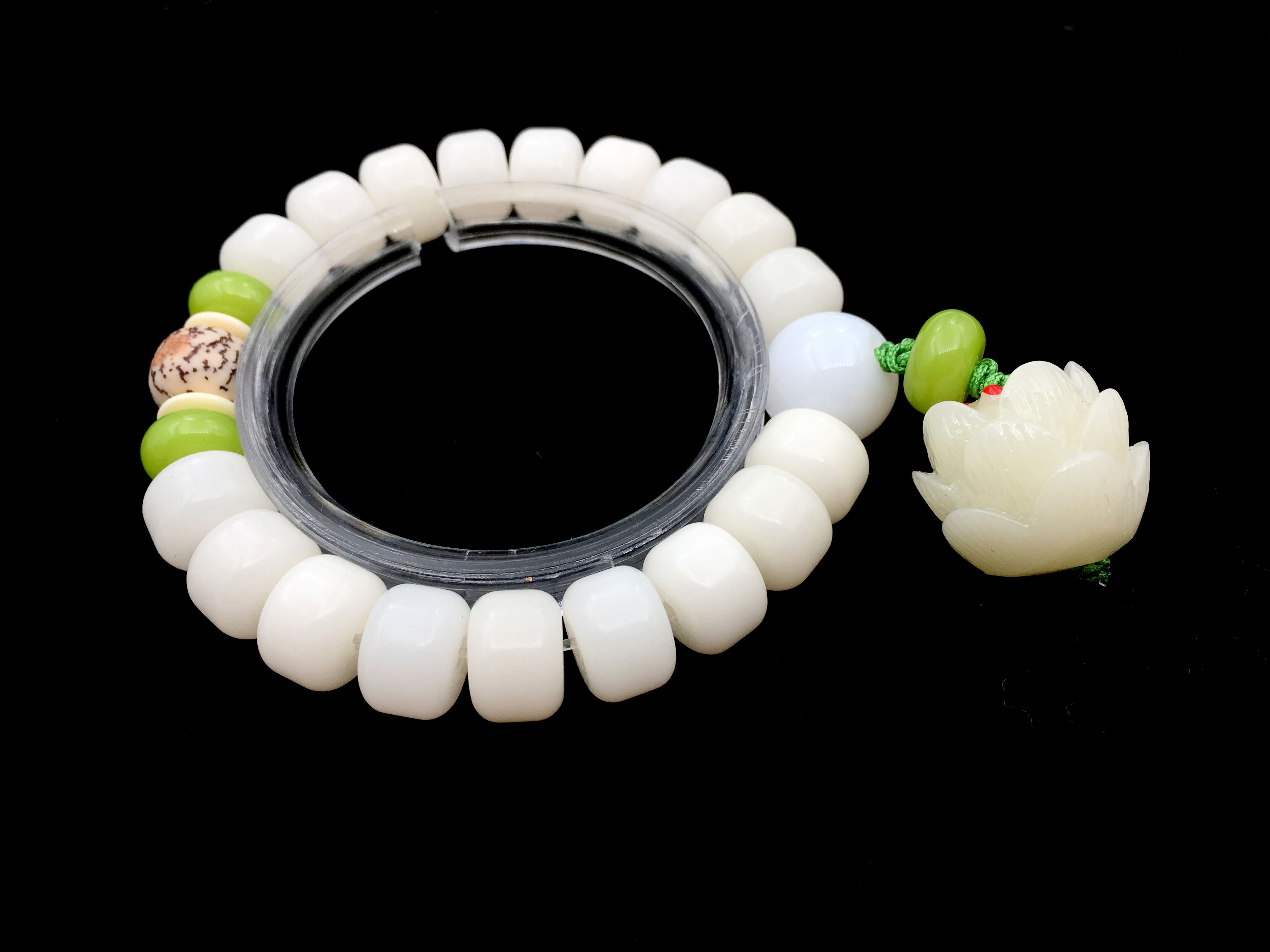 白玉菩提莲花手链