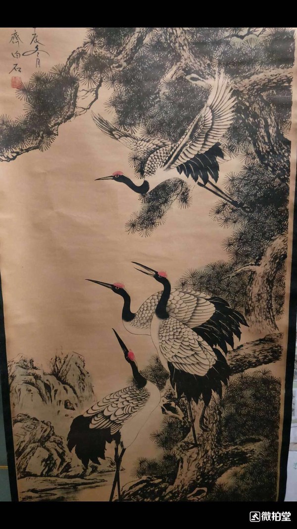 精品大放漏!老旧宣纸卷轴字画一幅,栩栩如生,尺寸约